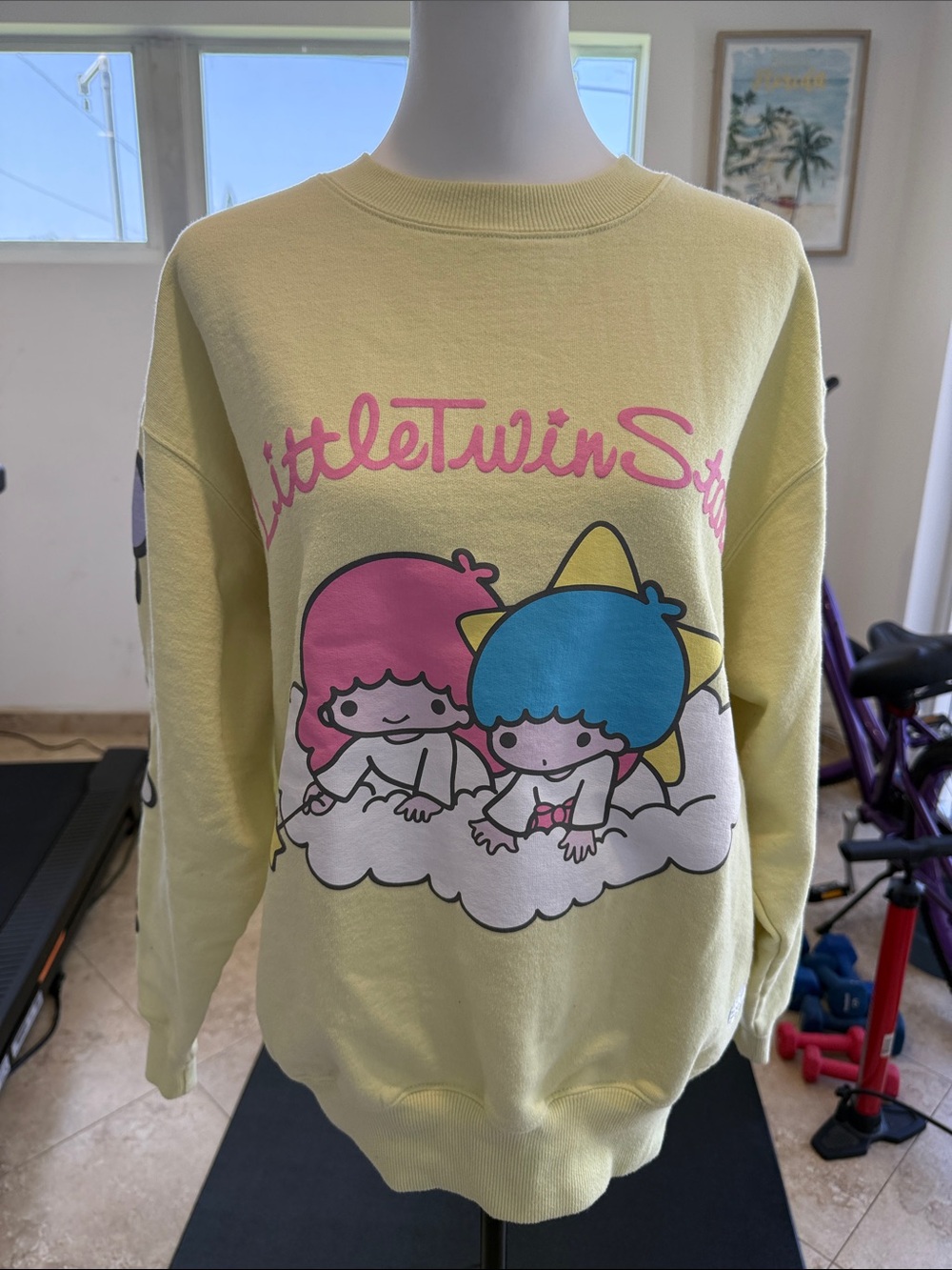 Dumbgoods Little Twin Stars Yellow Graphic Sweatshirt Womens Small - Picture 2 of 6
